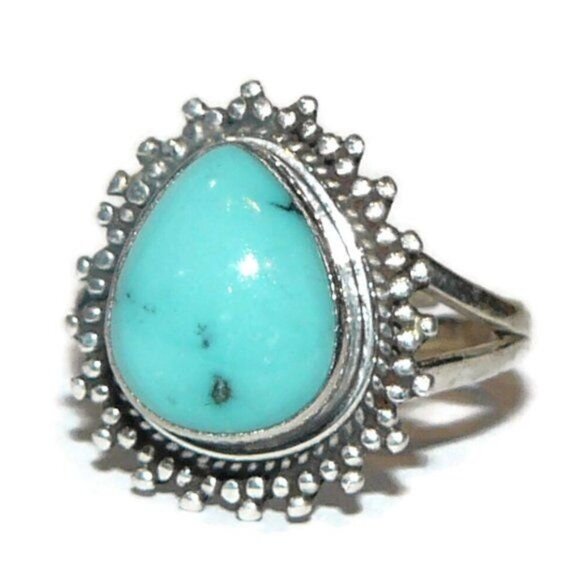 Genuine Turquoise and Sterling Silver Ring Adjustable - Picture 6 of 8